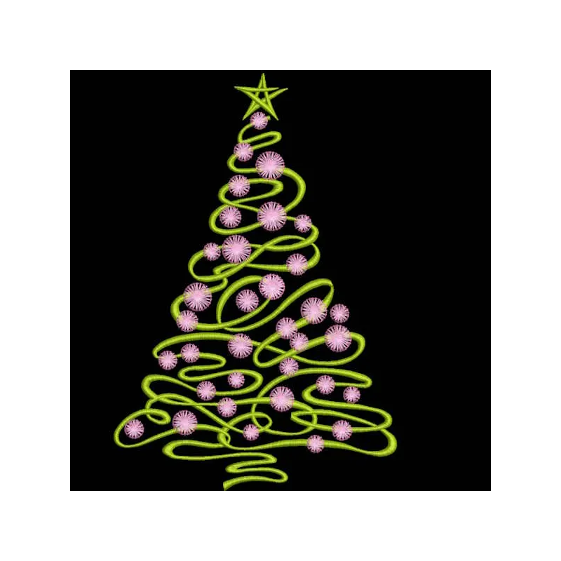 Swirl modern Christmas tree embroidery design preview. Filename hint: swirl modern christmas tree embroidery design.
