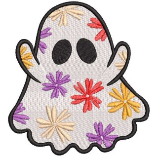 Floral ghost  embroidery design - Embroidery Design