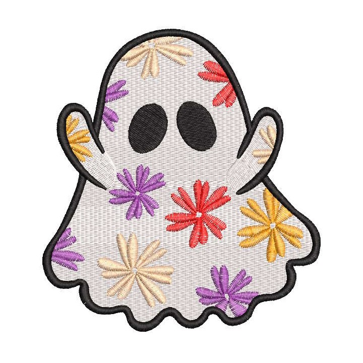 Floral ghost  embroidery design - Embroidery Design