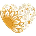 Fall Leaves Heart embroidery design preview showcasing intricate details and vibrant colors. Filename: fall leaves heart emb…