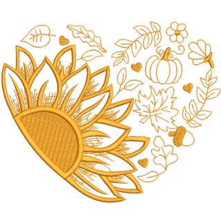 Fall Leaves Heart embroidery design - Embroidery Design