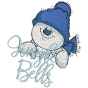 Jingle bells snowman embroidery design preview showcasing intricate details and vibrant colors.