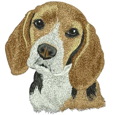 American Beagle embroidery design preview showcasing detailed stitching and vibrant colors. Filename: american beagle embroi…