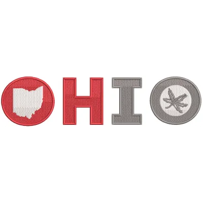 Ohio State art wordmark logo embroidery design preview. Download and stitch this digital design for your projects.