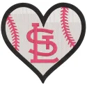 St Louis Cardinals Baseball Heart Logo embroidery design preview. Filename: st louis cardinals baseball heart logo embroider…