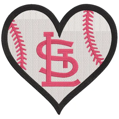 St Louis Cardinals Baseball Heart Logo embroidery design preview. Filename: st louis cardinals baseball heart logo embroider…