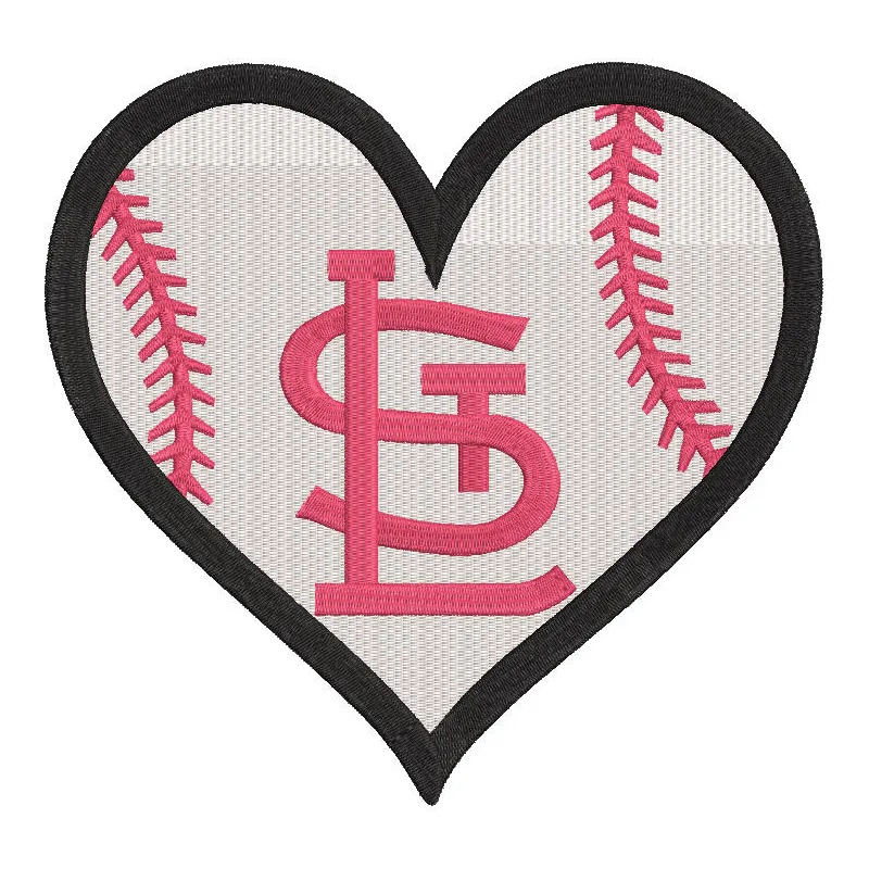 St Louis Cardinals Baseball Heart Logo embroidery design preview. Filename: st louis cardinals baseball heart logo embroider…