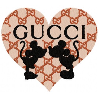 Mickey Gucci heart embroidery design - Embroidery Design