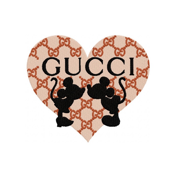 Mickey Gucci heart embroidery design - Embroidery Design