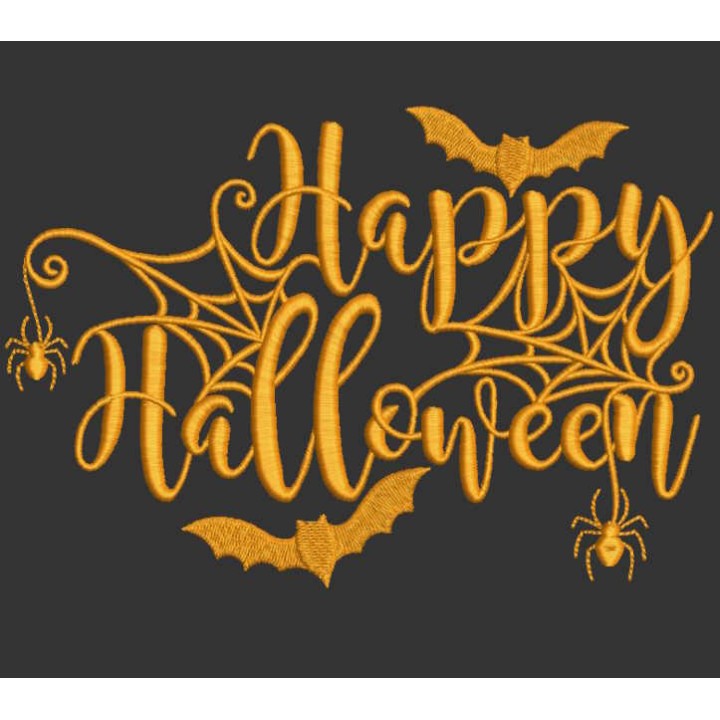 Gold Happy Halloween embroidery design - Embroidery Design