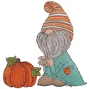 Dwarf found pumpkin embroidery design preview showcasing intricate details for autumn projects.