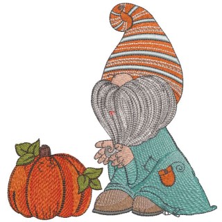 Dwarf found pumpkin embroidery design - Embroidery Design