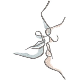 Man women kiss embroidery design - Embroidery Design
