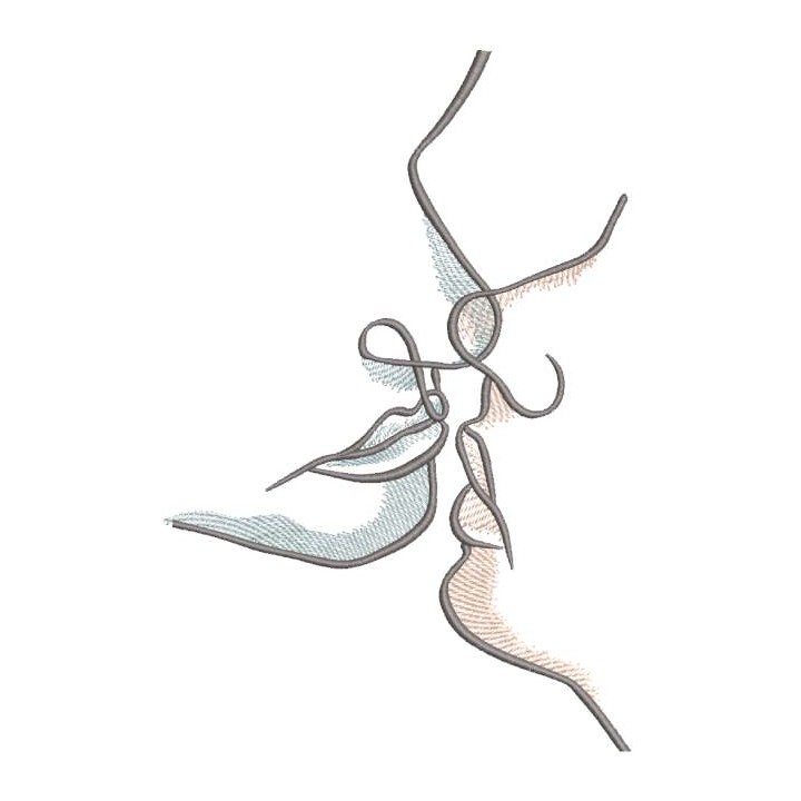 Man women kiss embroidery design - Embroidery Design