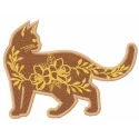 Patterned cat embroidery design preview showcasing intricate details and vibrant colors.