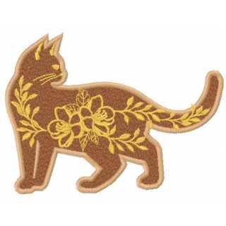 Patterned cat embroidery design - Embroidery Design