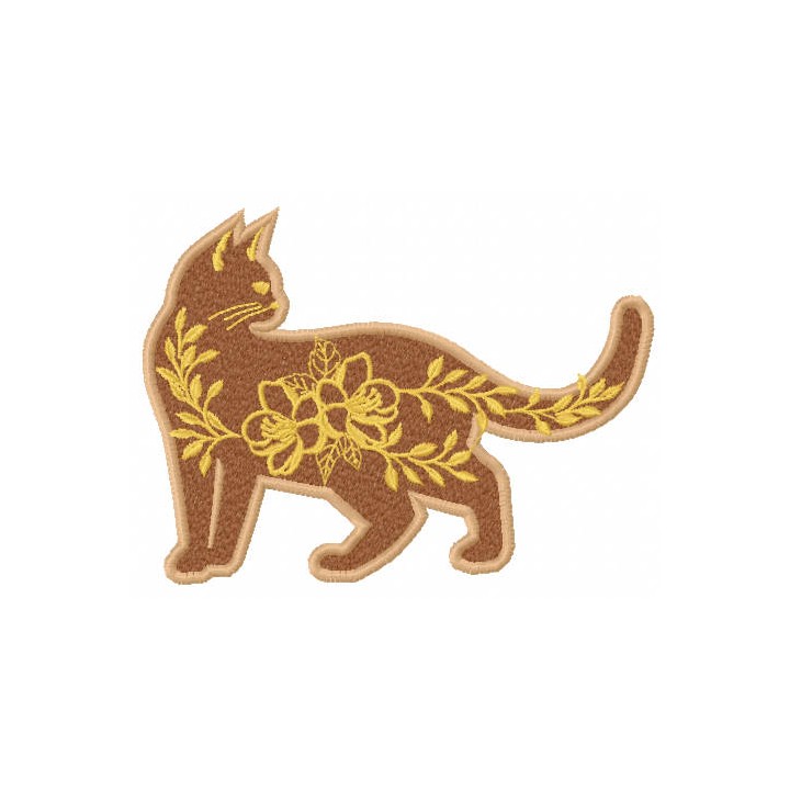 Patterned cat embroidery design - Embroidery Design
