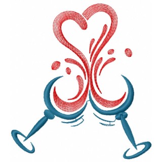 Two glasses of wine embroidery design - Embroidery Design