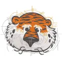 Auburn Aubie Head sketch art embroidery design preview for machine embroidery. Filename: auburn aubie head sketch art embroi…