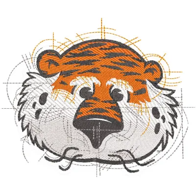 Auburn Aubie Head sketch art embroidery design preview for machine embroidery. Filename: auburn aubie head sketch art embroi…