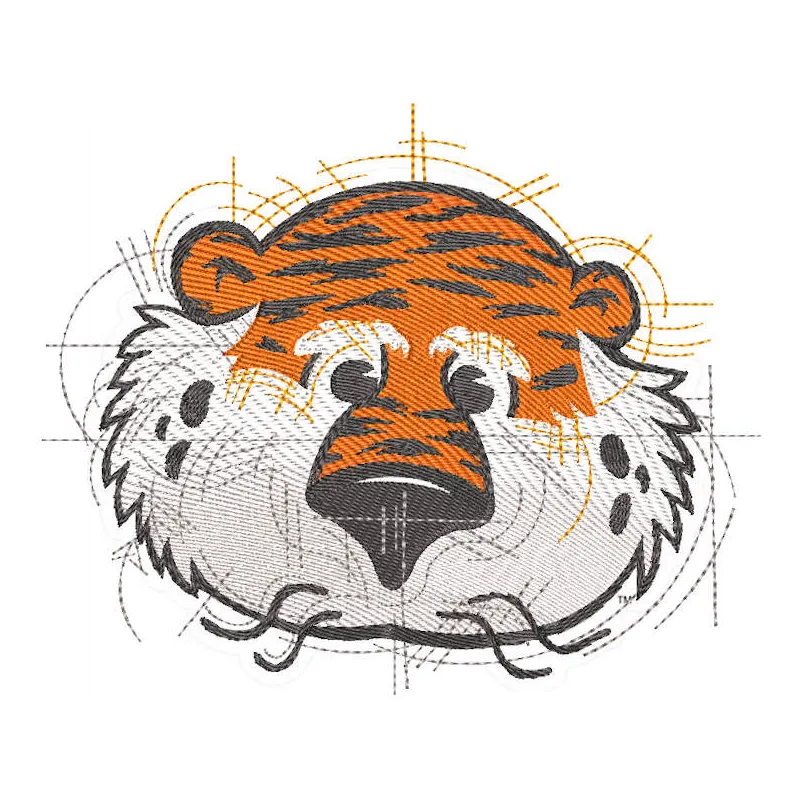 Auburn Aubie Head sketch art embroidery design preview for machine embroidery. Filename: auburn aubie head sketch art embroi…