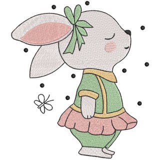 Sweet baby bunny girl vintage embroidery design - Embroidery Design