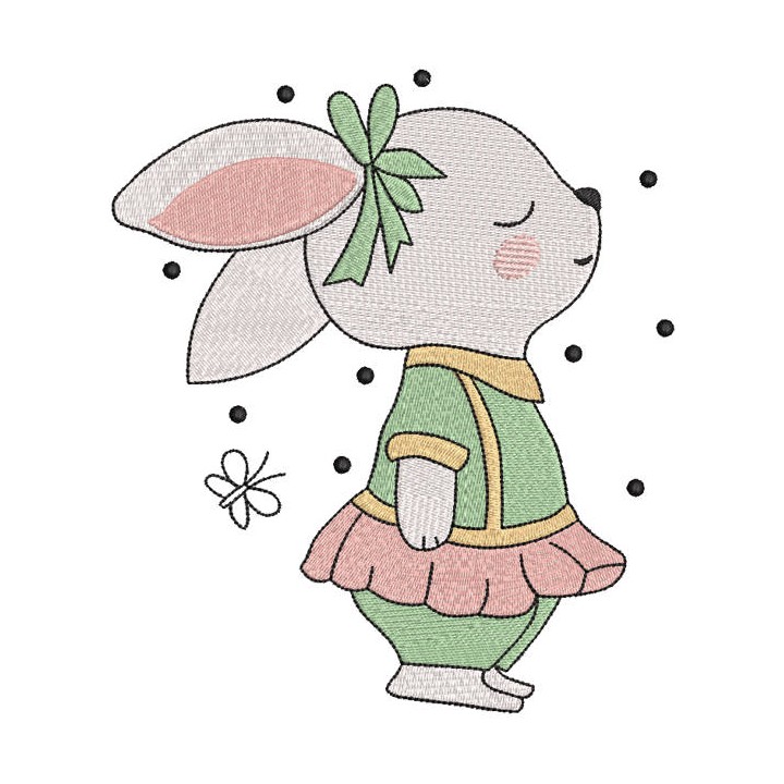 Sweet baby bunny girl vintage embroidery design - Embroidery Design