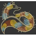 Autumn patterned fox embroidery design preview showcasing vibrant colors and intricate details.