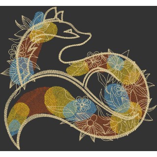 Autumn patterned fox embroidery design - Embroidery Design