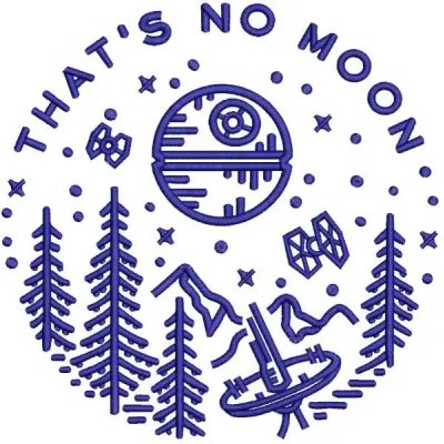 That's no moon embroidery design preview. Perfect for Star Wars fans and machine embroiderers. Filename: that s no moon embr…