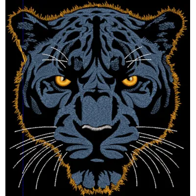 Dark blue panther on dark background embroidery design preview. Filename: dark blue panther dark background embroidery desig…