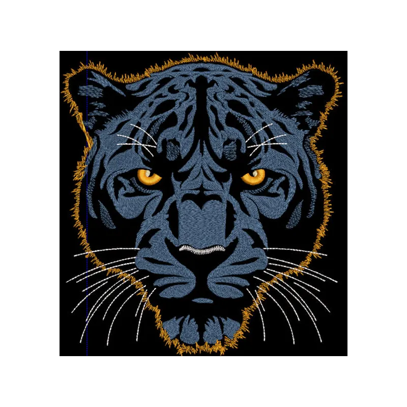 Dark blue panther on dark background embroidery design preview. Filename: dark blue panther dark background embroidery desig…