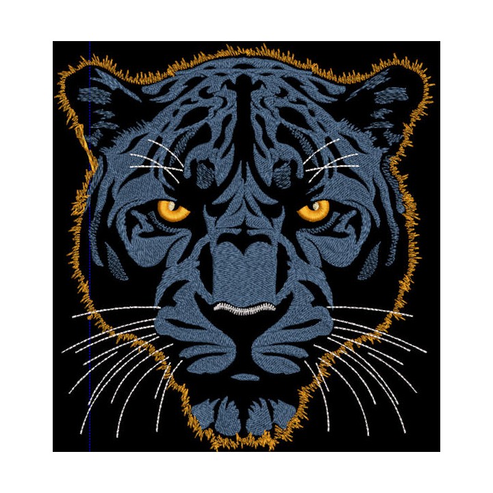 Dark blue panther dark background embroidery design - Embroidery Design