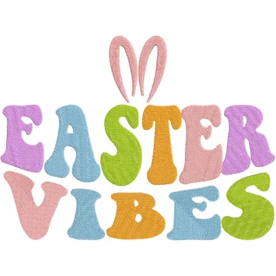 Easter ears vibes embroidery design preview. Filename: easter ears vibes embroidery design.