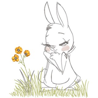 Easter bunny girl embroidery design - Embroidery Design