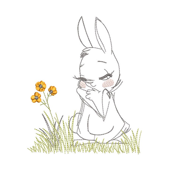 Easter bunny girl embroidery design - Embroidery Design