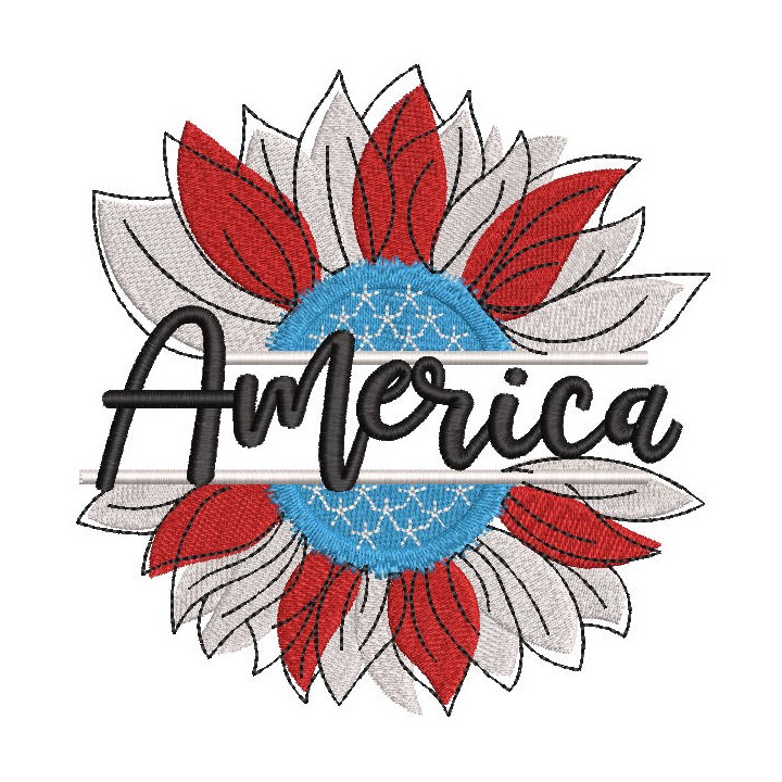 America sunflower all colors embroidery design - Embroidery Design
