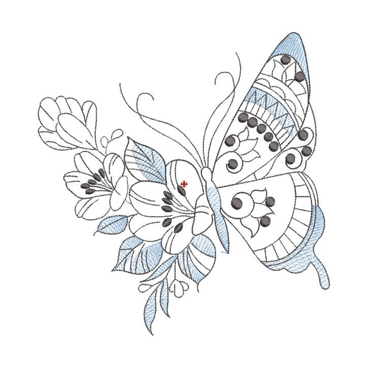 Butterfly flower embroidery design - Embroidery Design