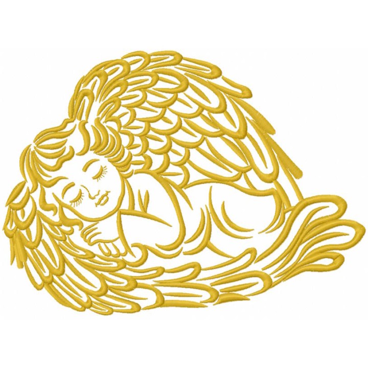 Angel covered with wings embroidery design - Embroidery Design