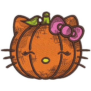Kitty pumpkin embroidery design - Embroidery Design