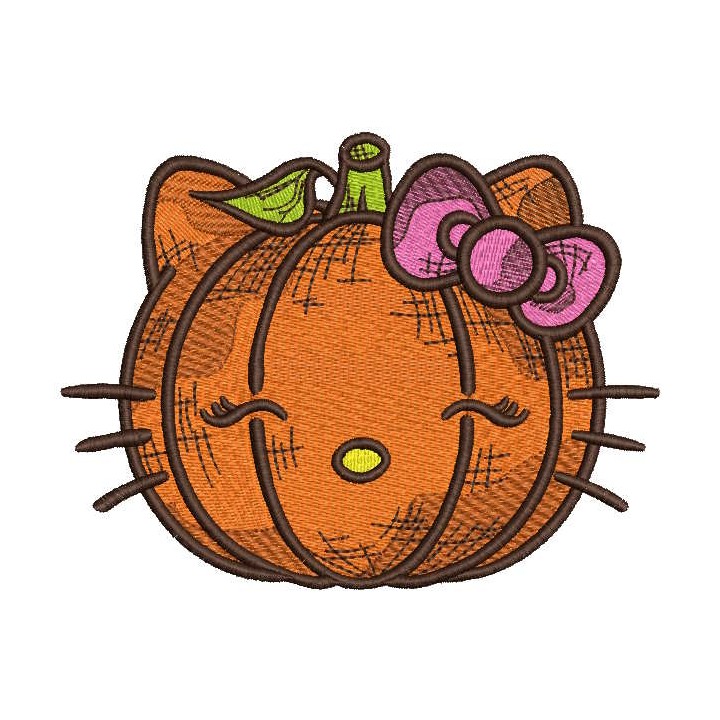 Kitty pumpkin embroidery design - Embroidery Design