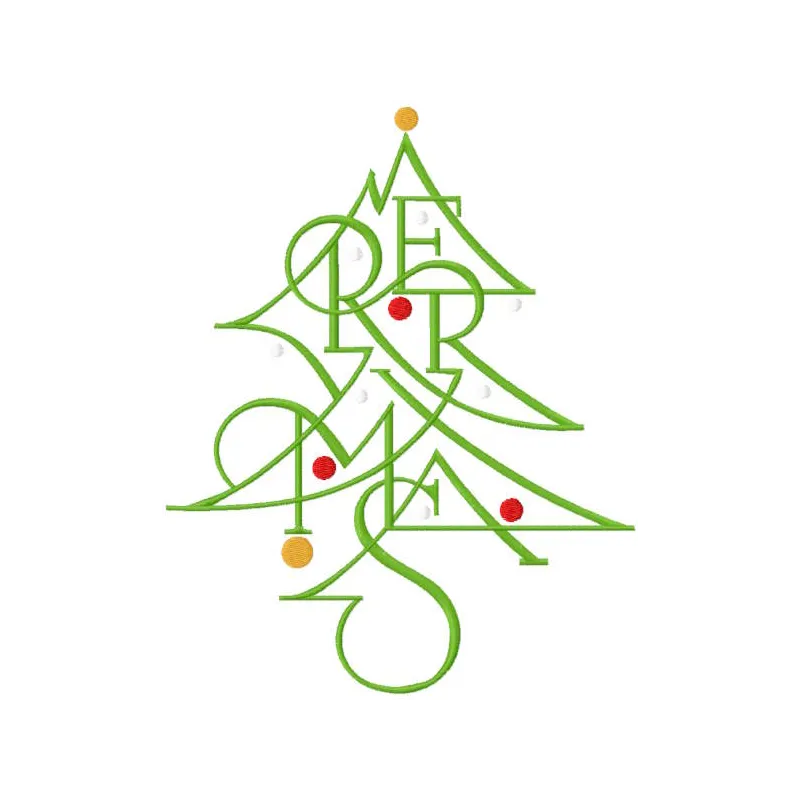 Christmas tree modern embroidery design preview for machine embroidery. Filename: christmas tree modern embroidery design.