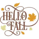 Hello fall leaves embroidery design preview showcasing vibrant autumn colors and detailed stitching.