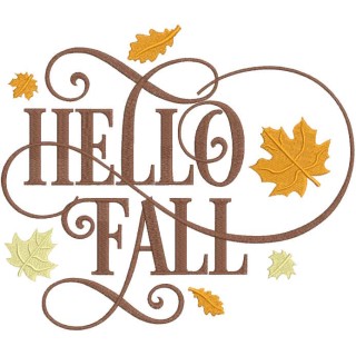 Hello fall leaves embroidery design - Embroidery Design