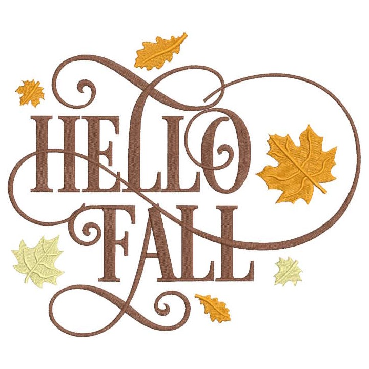 Hello fall leaves embroidery design - Embroidery Design