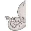 Embroidery design preview of elephant mother and baby embroidery design, showcasing intricate details and colors.