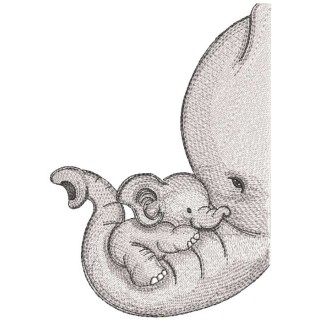 Elephant mother and baby embroidery design - Embroidery Design