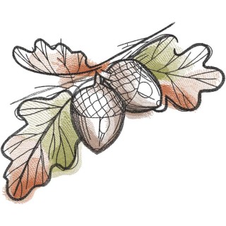 Acorns and oak leaves embroidery design - Embroidery Design