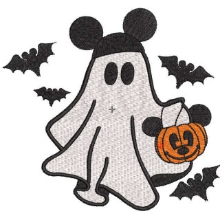 Ghost Mickey with pumpkin bag embroidery design - Embroidery Design