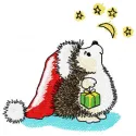 Christmas hedgehog looks at the stars embroidery design preview. Perfect for holiday projects.